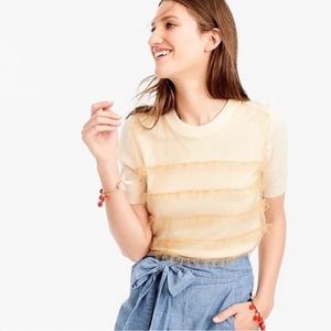 New J.CREW 100% Merino Wool Ruffle Tulle Front Sweater Ivory Cream Knit Workwear